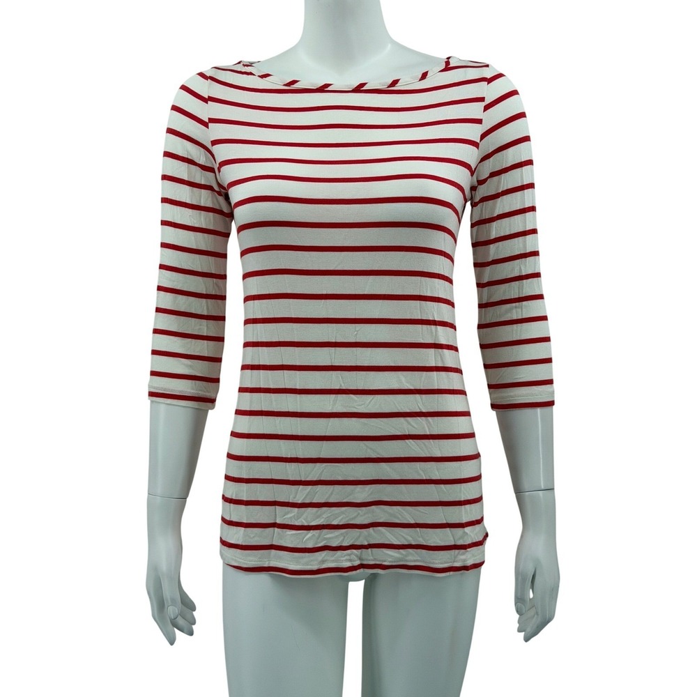 Amour Vert Top Womens Small Red Striped Casual Classic Nautical Preppy French
